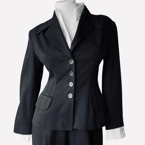 Bebe vintage tailored hourglass padded shoulder 4 button black blazer - Size 4 - Picture 1 of 10